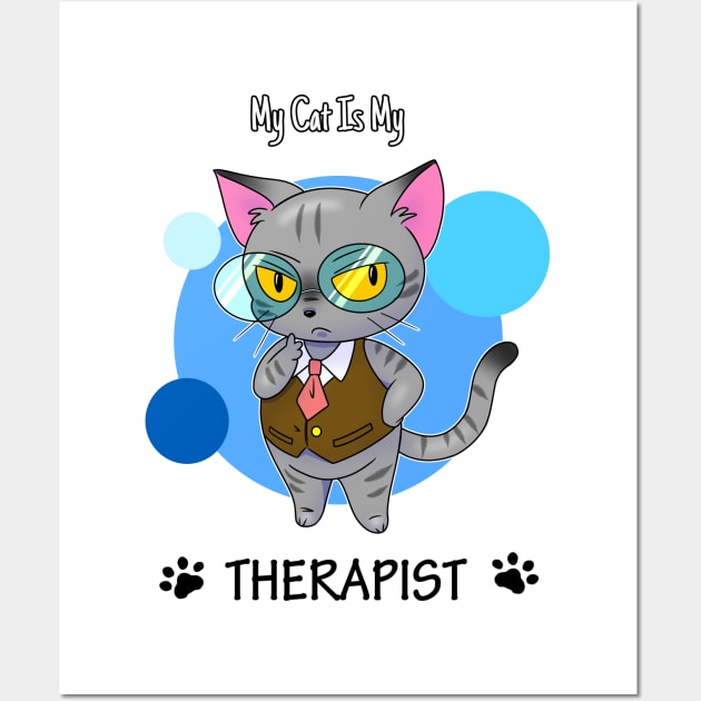 My Cat Is My Therapist Wall Art by Fizzy Vee